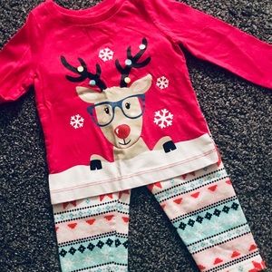 Winter christmas reindeer set baby girl